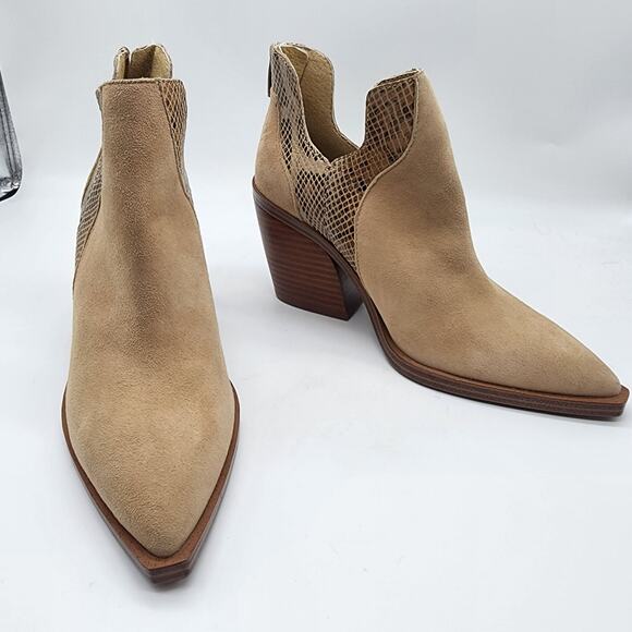 Vince Camuto Gannilla Suede & Snake Point Toe Ankle Western Boot 5.5M NWOB - Picture 3 of 7